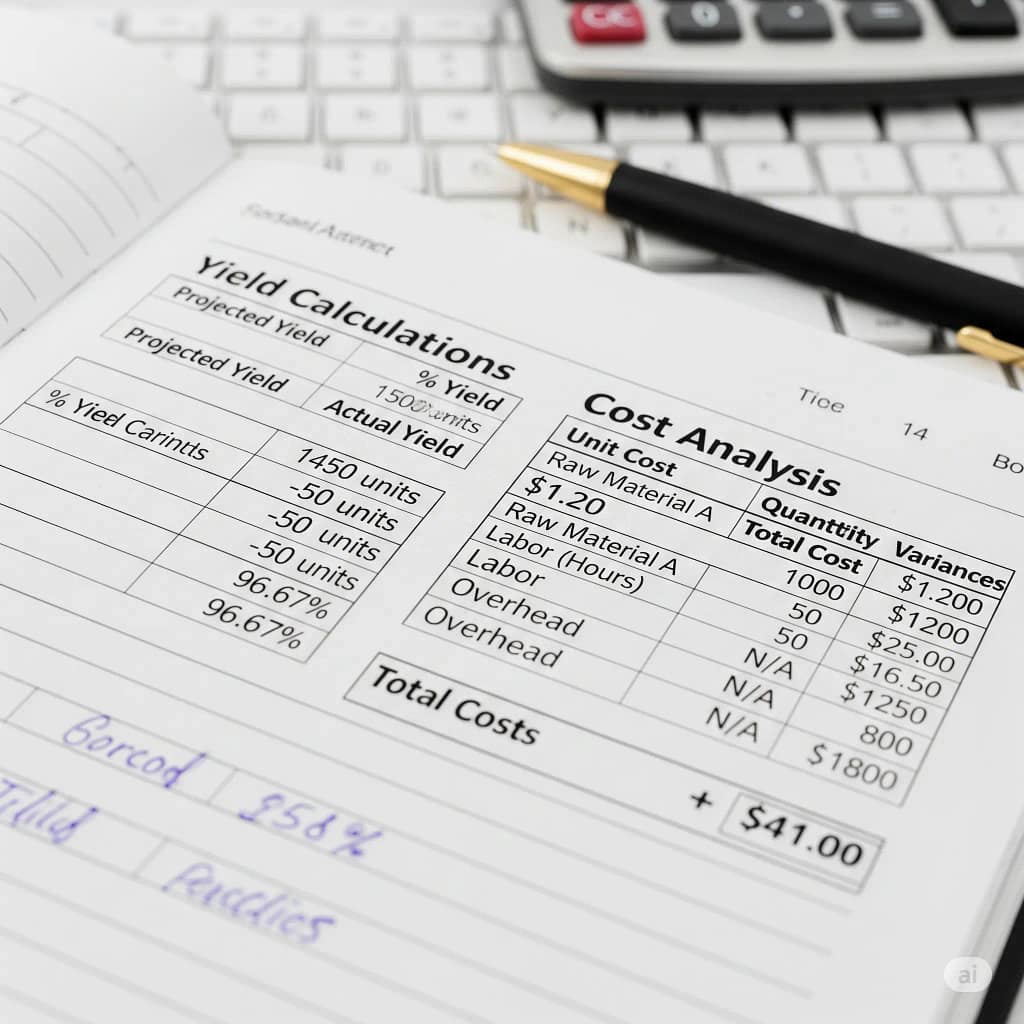 Hydroponic Grow Journal: The Template for Success 2 A close-up of a spreadsheet or a notebook page with a clear display of yield calculations and cost analysis.