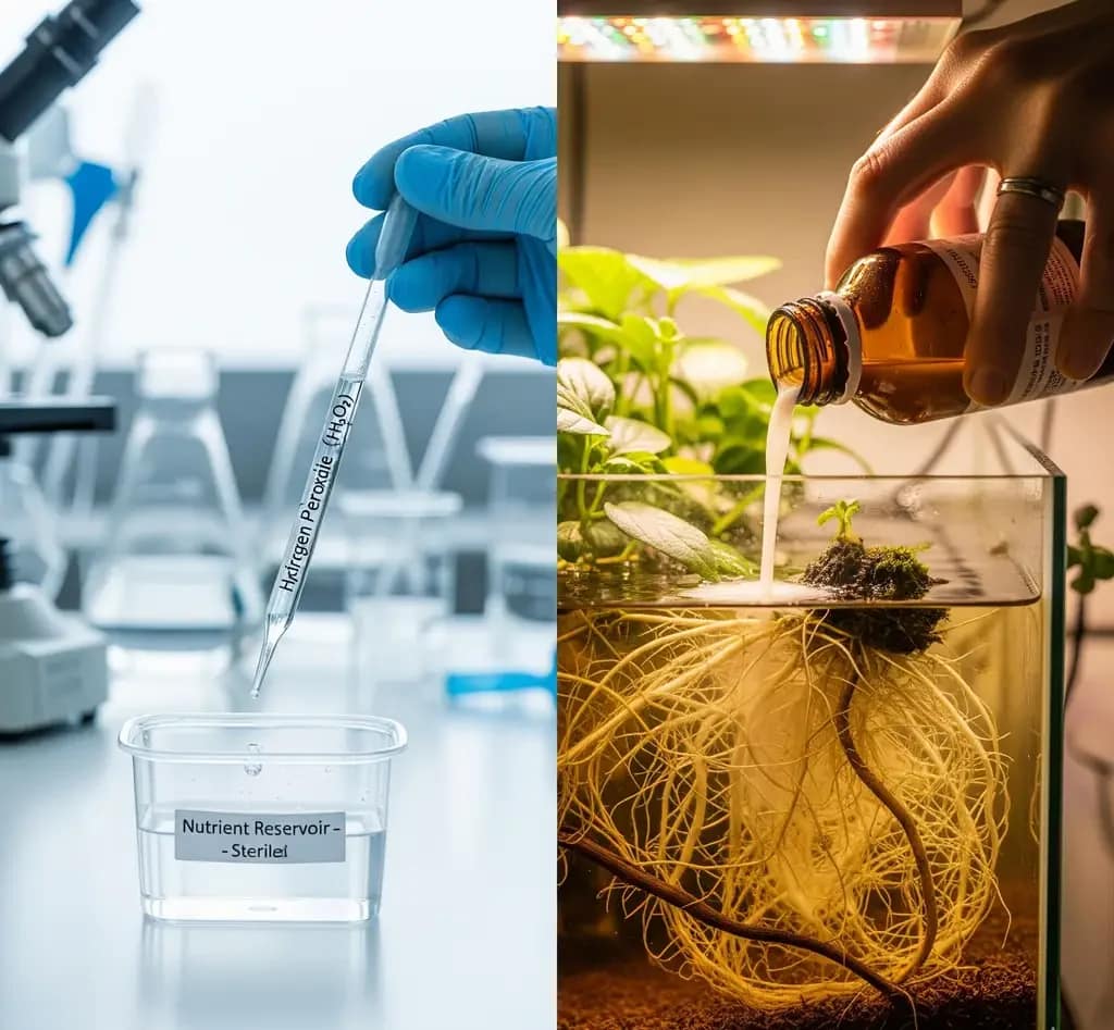 Hydroponic Root Rot Prevention Decoded: Tame Temps, Sterile vs Biologic Warfare & Flow Tactics That Actually Work 2 A visual comparison of the sterile protocol using UV light and the biologic approach with beneficial microbes for pythium prevention.