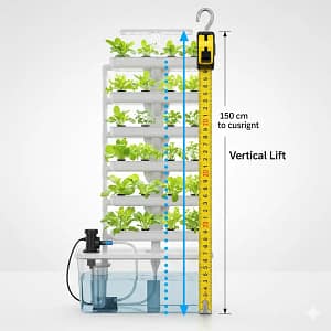 Solar Hydroponic Pumps Exposed: The Quiet & Reliable Truth Brands Hide (Lab Tested) 8 Measuring the vertical head height for a solar hydroponic pump in a multi-tier system.