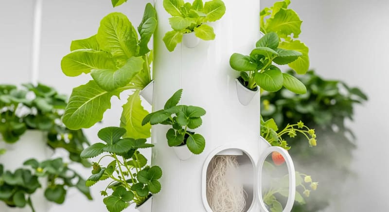 Fail-proof DIY aeroponic tower with healthy roots and high-pressure system.