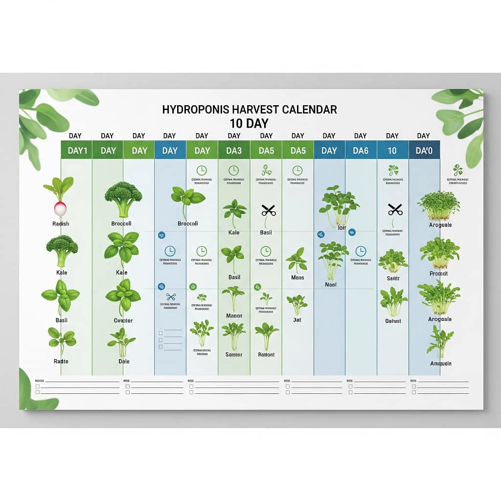 A 10-day harvest calendar for hydroponic microgreens