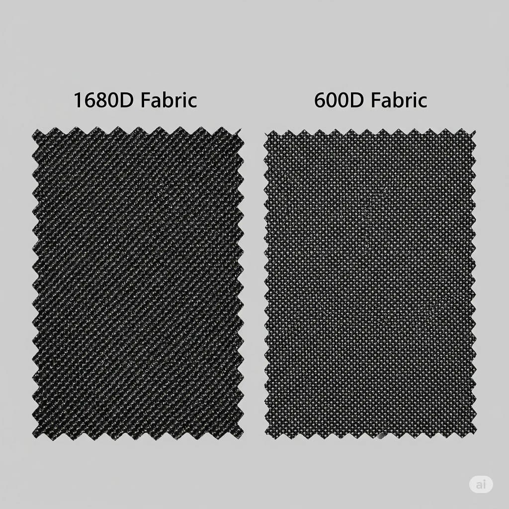 A close-up texture comparison of 1680D and 600D grow tent fabric to show the difference in thickness.