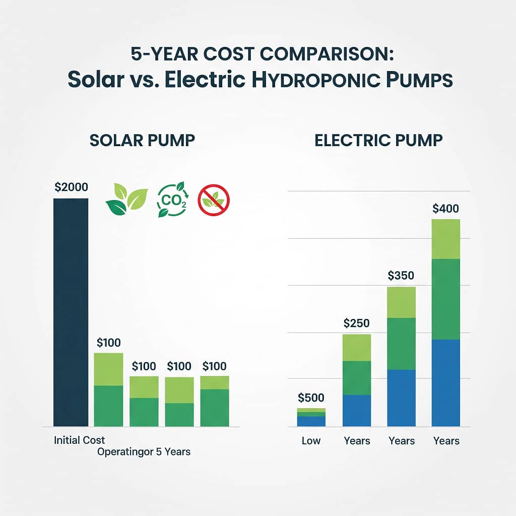 Infographic comparing solar and electric pump costs