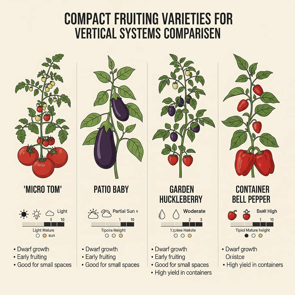 Compact fruiting varieties for vertical systems comparison.