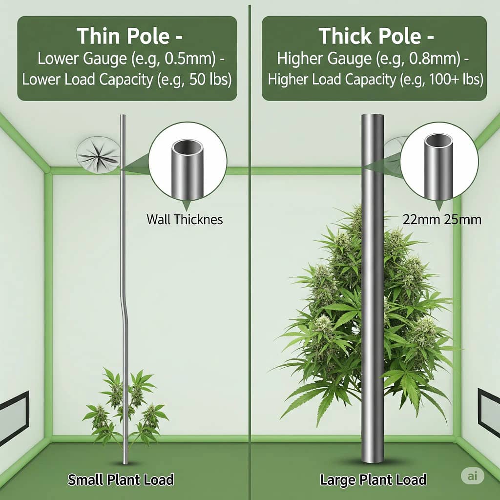 A diagram of a grow tent showing the optimal placement and sizes of duct ports for proper ventilation.