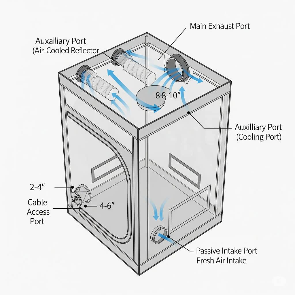 An illustration showing the difference in gauge and load capacity between thin and thick grow tent poles.