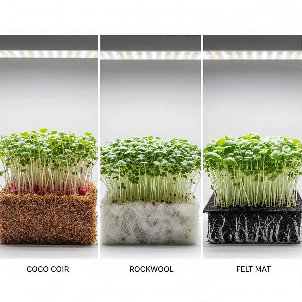 Comparison of soilless growing media for hydroponic microgreens