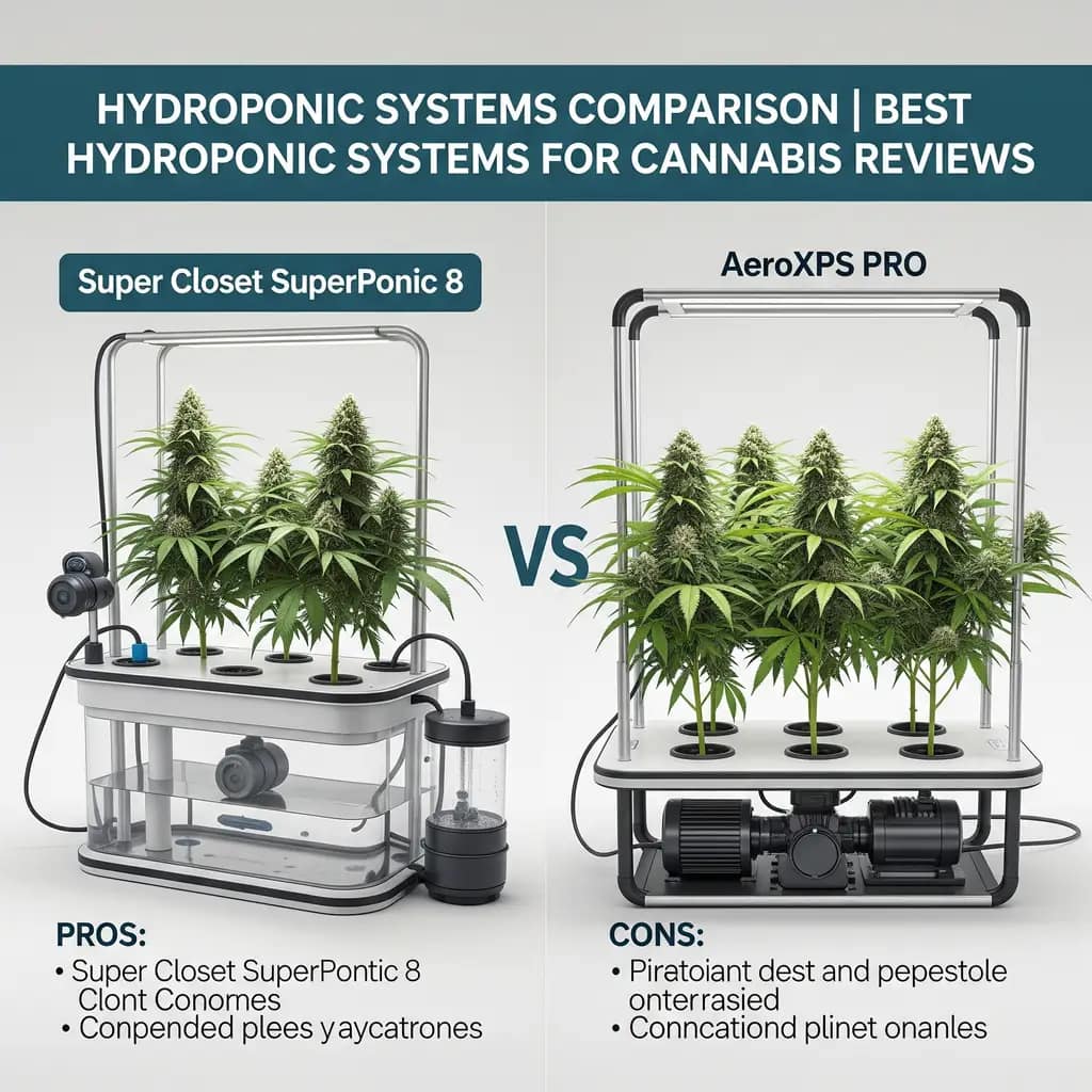 Super Closet SuperPonic 8 vs AeroXPS PRO hydroponic systems comparison | Best hydroponic systems for cannabis reviews