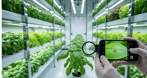 Root aphid infestation on hydroponic cannabis roots | Blue-green aphids clustered with honeydew