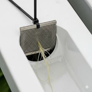 Installing a mesh root screen inside an NFT channel to prevent root clogging.