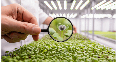 An expert guide to microgreens troubleshooting for common problems like mold and diseases.