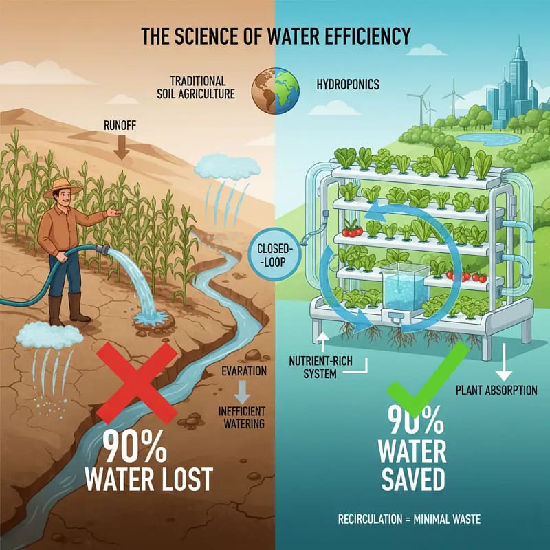 Hydroponics Water Efficiency