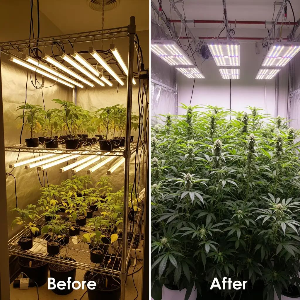 Yield impact of new LED grow lights vs old T5s