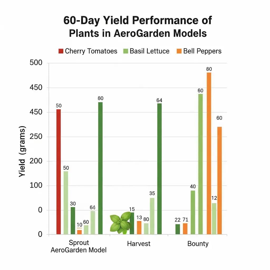 An infographic comparing key features of each AeroGarden model, including size, plant capacity, and ideal use cases.